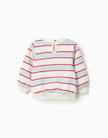 Striped brushed sweatshirt with Minnie for babies and girls, multicolour
