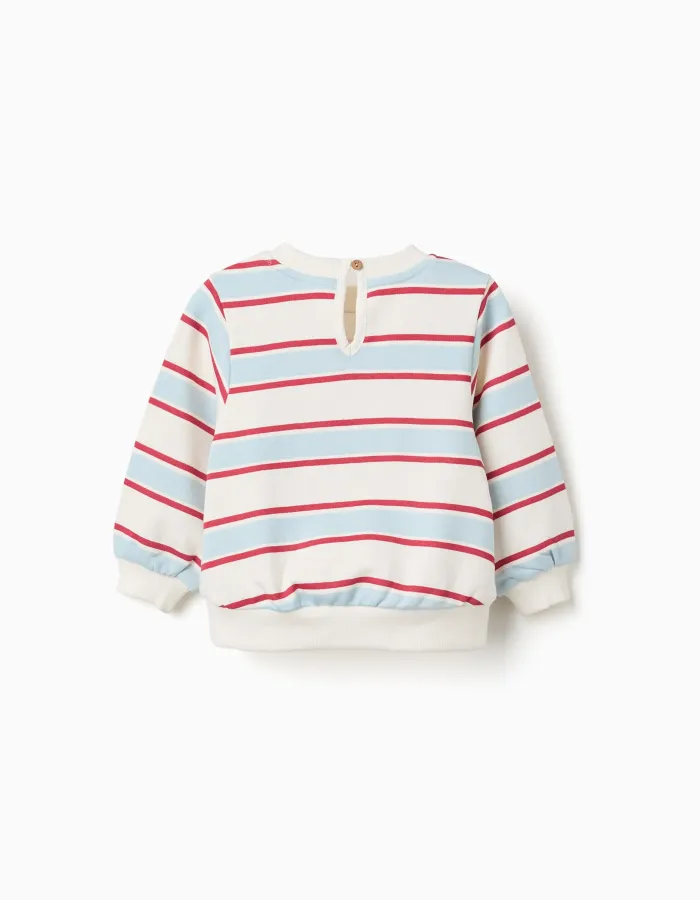 Striped brushed sweatshirt with Minnie for babies and girls, multicolour