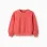 Cotton sweatshirt with dropped shoulders for baby girls, neon coral
