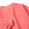 Cotton sweatshirt with dropped shoulders for baby girls, neon coral