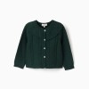 Knitted cardigan with cable details B&S for baby girls, dark green