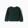 Knitted cardigan with cable details B&S for baby girls, dark green