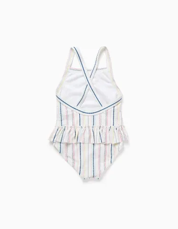 Swimsuit with ethnic stripes and ruffles B&S for baby girls, multicolour