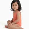 Swimsuit with star motif in bouclé for baby girls, neon coral