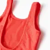 Swimsuit with star motif in bouclé for baby girls, neon coral