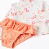 Swim set with UV 80 protection and motif for babies and girls, white/orange