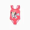Swimsuit with Minnie print and ruffled straps for baby girls, red