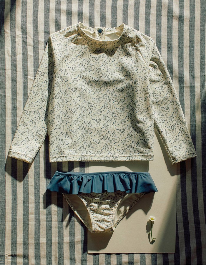 Swim set with UV 80 protection You&Me for babies and girls, white/blue