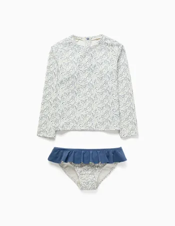 Swim set with UV 80 protection You&Me for babies and girls, white/blue