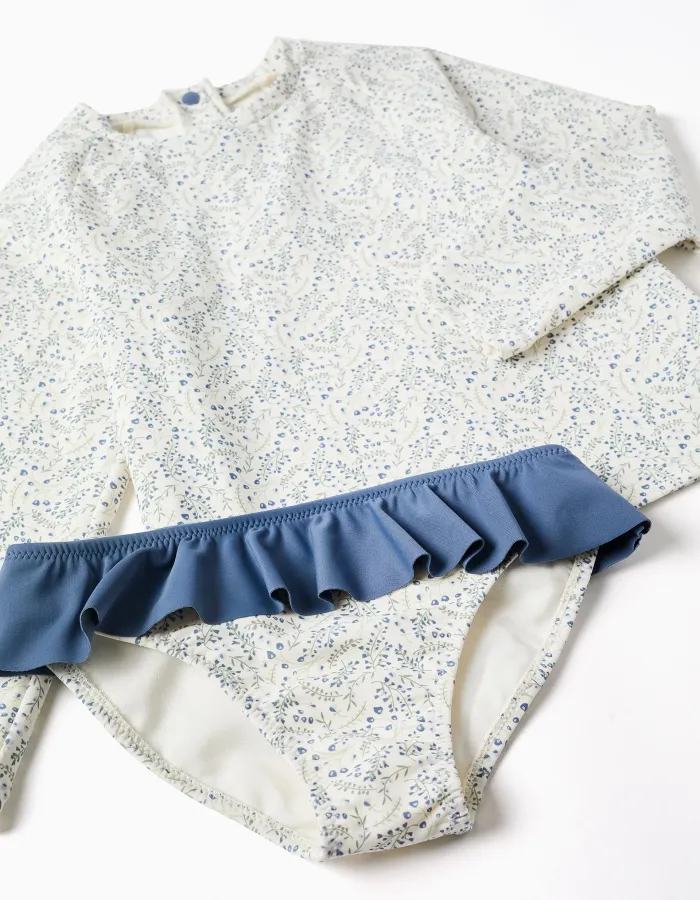 Swim set with UV 80 protection You&Me for babies and girls, white/blue