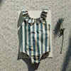 Striped swimsuit with ruffles You&Me for baby girls, white/blue