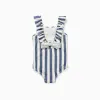 Striped swimsuit with ruffles You&Me for baby girls, white/blue