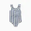 Striped swimsuit with ruffles You&Me for baby girls, white/blue