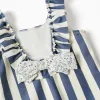 Striped swimsuit with ruffles You&Me for baby girls, white/blue