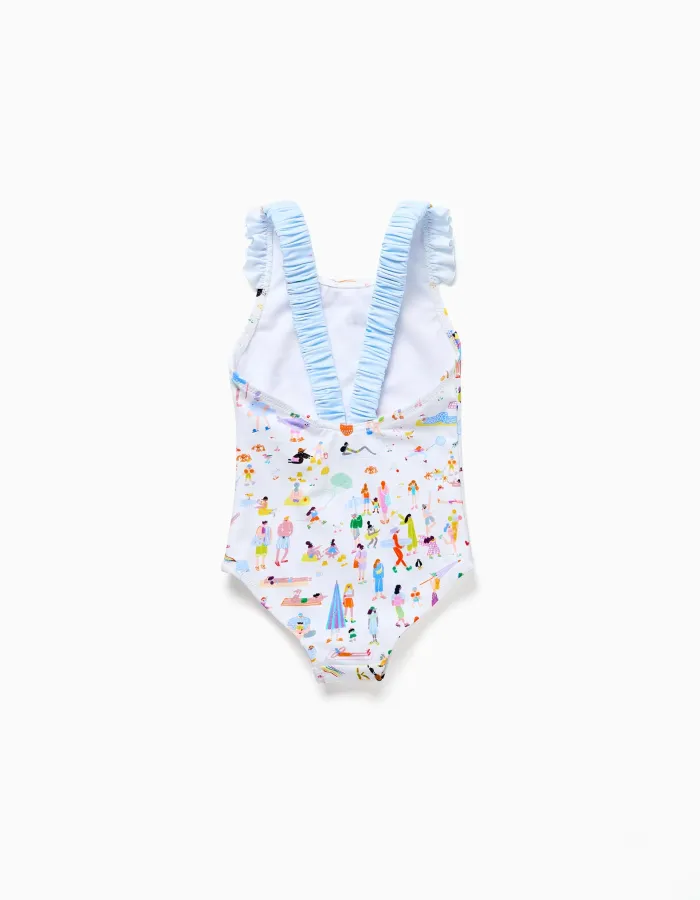 Swimsuit with print Carolina Celas x Zippy for baby girls, white