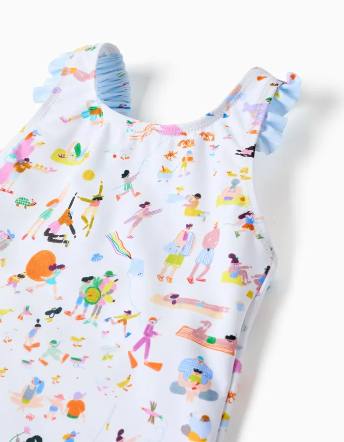 Swimsuit with print Carolina Celas x Zippy for baby girls, white