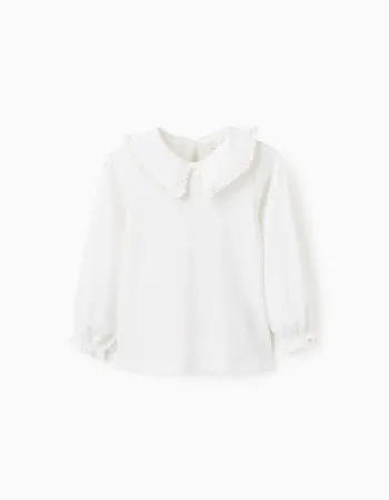 Ruffled T-shirt for Baby Girls, White