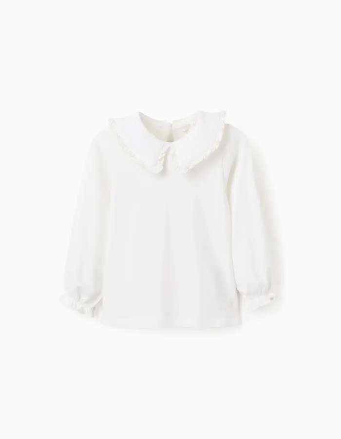 Ruffled T-shirt for Baby Girls, White