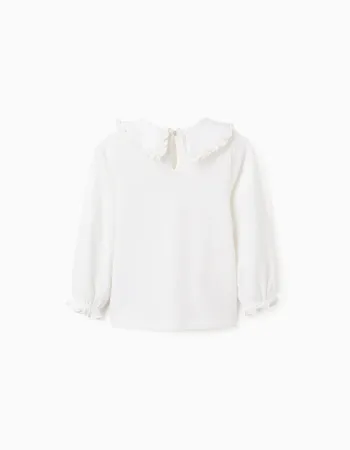 Ruffled T-shirt for Baby Girls, White