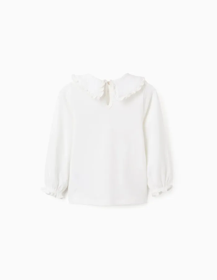 Ruffled T-shirt for Baby Girls, White