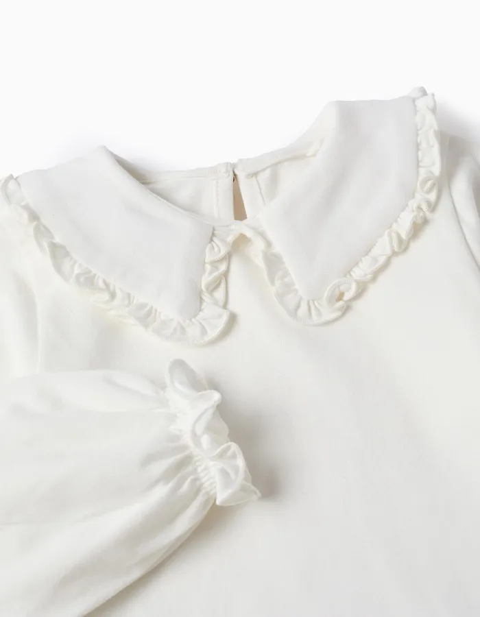 Ruffled T-shirt for Baby Girls, White