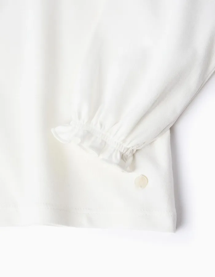Ruffled T-shirt for Baby Girls, White
