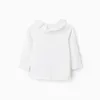 Long Sleeve Ruffle Neck T-Shirt for Baby Girls, White