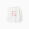 Cotton Long Sleeve T-Shirt for Baby Girls 'Circle', White