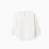 Cotton Long Sleeve T-Shirt for Baby Girls 'Circle', White