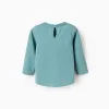 Pack of 2 Long Sleeve T-shirts for Baby Girls, White/Turquoise
