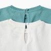 Pack of 2 Long Sleeve T-shirts for Baby Girls, White/Turquoise
