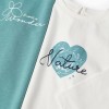 Pack of 2 Long Sleeve T-shirts for Baby Girls, White/Turquoise