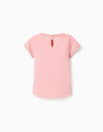 Printed Cotton T-shirt for Baby Girls, Pink