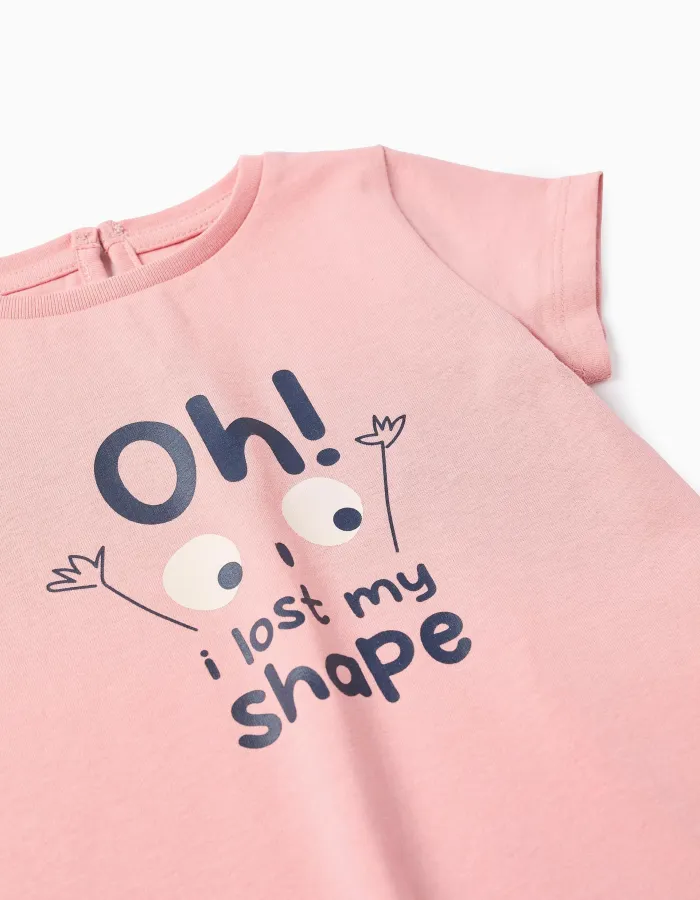 Printed Cotton T-shirt for Baby Girls, Pink