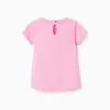 Cotton T-shirt with embossed front print for baby girls, pink