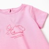 Cotton T-shirt with embossed front print for baby girls, pink