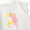 Cotton T-shirt with Be Curious print for baby girls, white