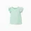 T-shirt with ruffled sleeves and round collar for baby girls, light green