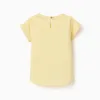 Cotton T-shirt with cherry motif for baby girls, yellow