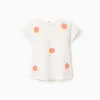 Cotton T-shirt with ice-cream motif for baby girls, white