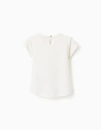 Cotton T-shirt with ice-cream motif for baby girls, white