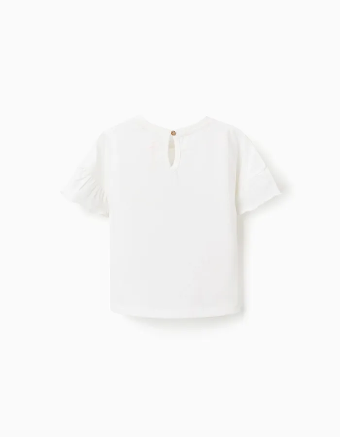 Cotton T-shirt with Minnie and Daisy print for baby girls, white