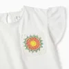 Cotton T-shirt with crochet pocket for baby girls, white