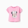 Cotton T-shirt with Minnie print for baby girls, pink