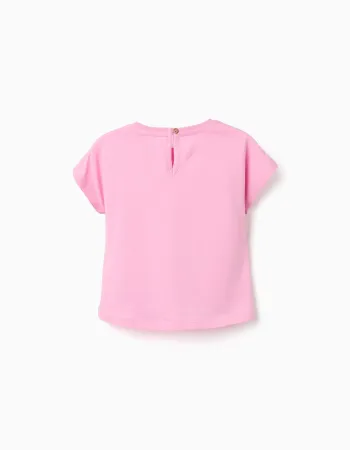 Cotton T-shirt with Minnie print for baby girls, pink