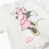 Cotton T-shirt with Minnie print and ruffles for baby girls, white