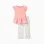 Cotton T-shirt and ribbed trousers for baby girls, salmon/beige