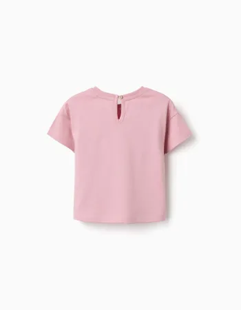 Cotton T-shirt with Minnie & Figaro print for baby girls, pink
