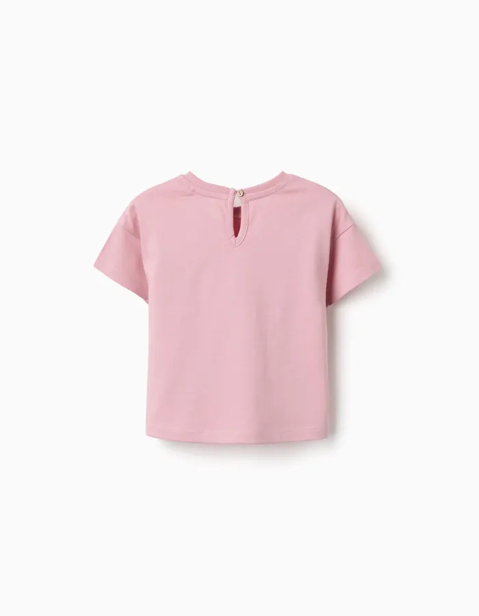 Cotton T-shirt with Minnie & Figaro print for baby girls, pink