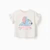 Cotton T-shirt with Stitch print and ruffles for baby girls, light beige